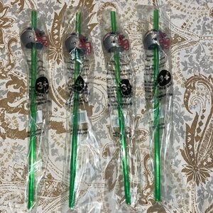 4 Patriots NFL Sports Team Logo Straws w Helmets Fun for games birthday parties!